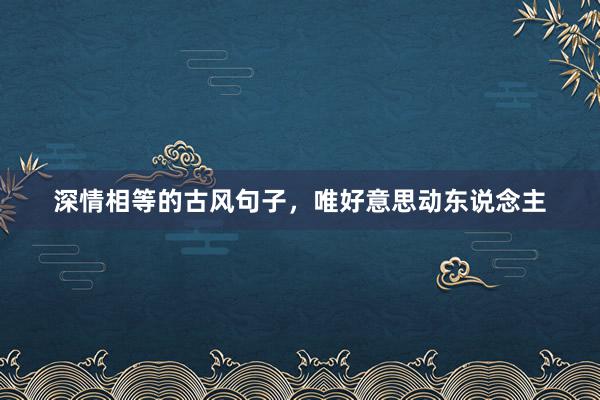 深情相等的古风句子，唯好意思动东说念主