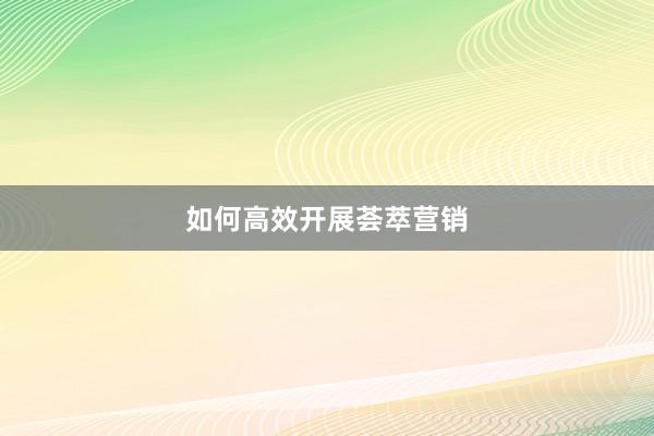 如何高效开展荟萃营销